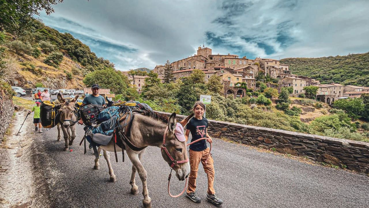 A picturesque walk in the Cévennes with donkeys, children and enchanting scenery.