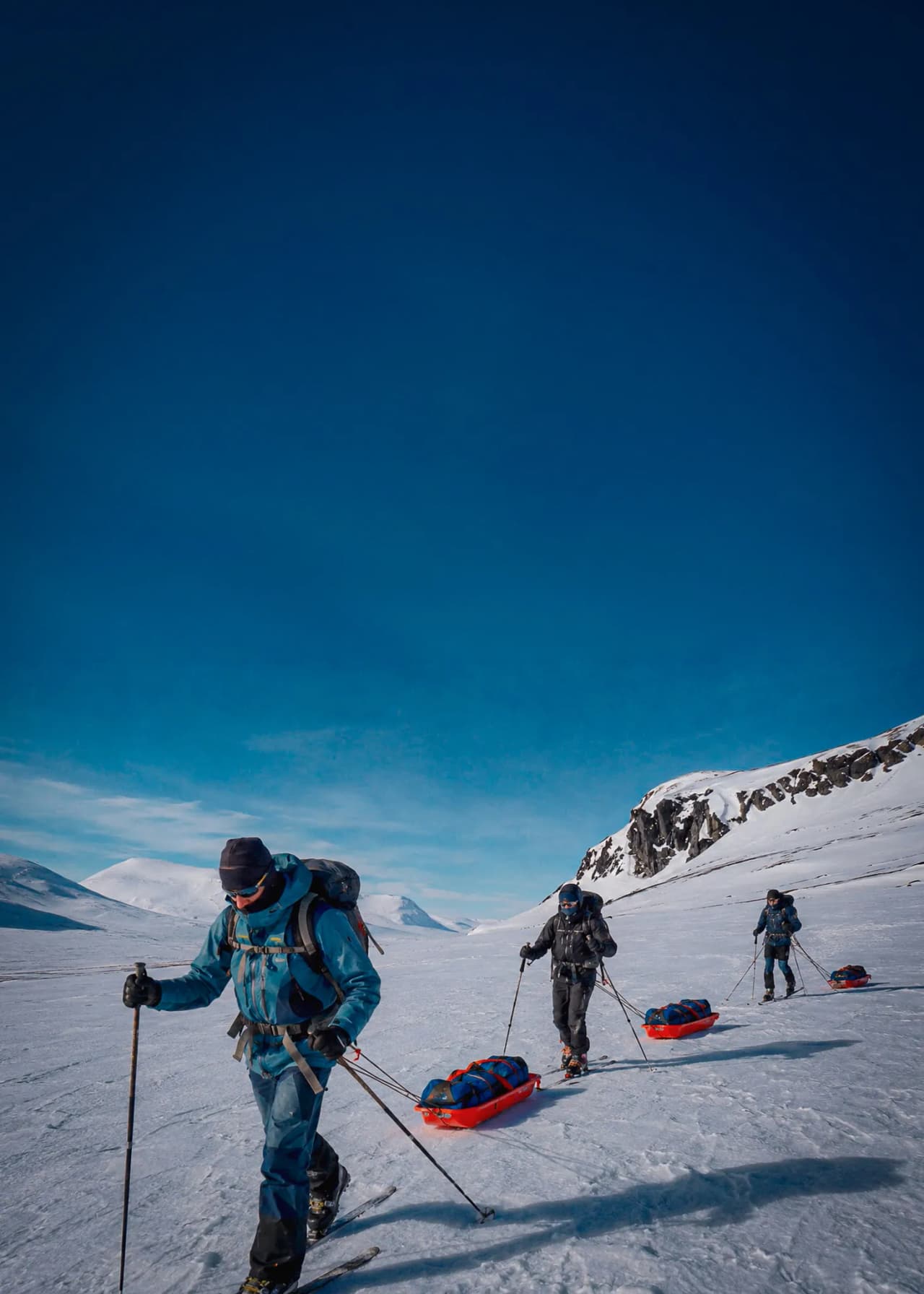 Op nordic ski's met pulka over de Kungsleden