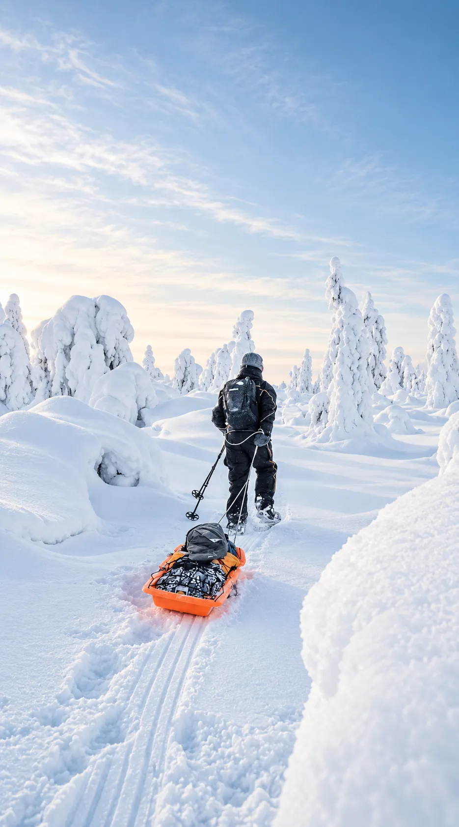 Raquettes et chiens de traîneaux en Laponie finlandaise