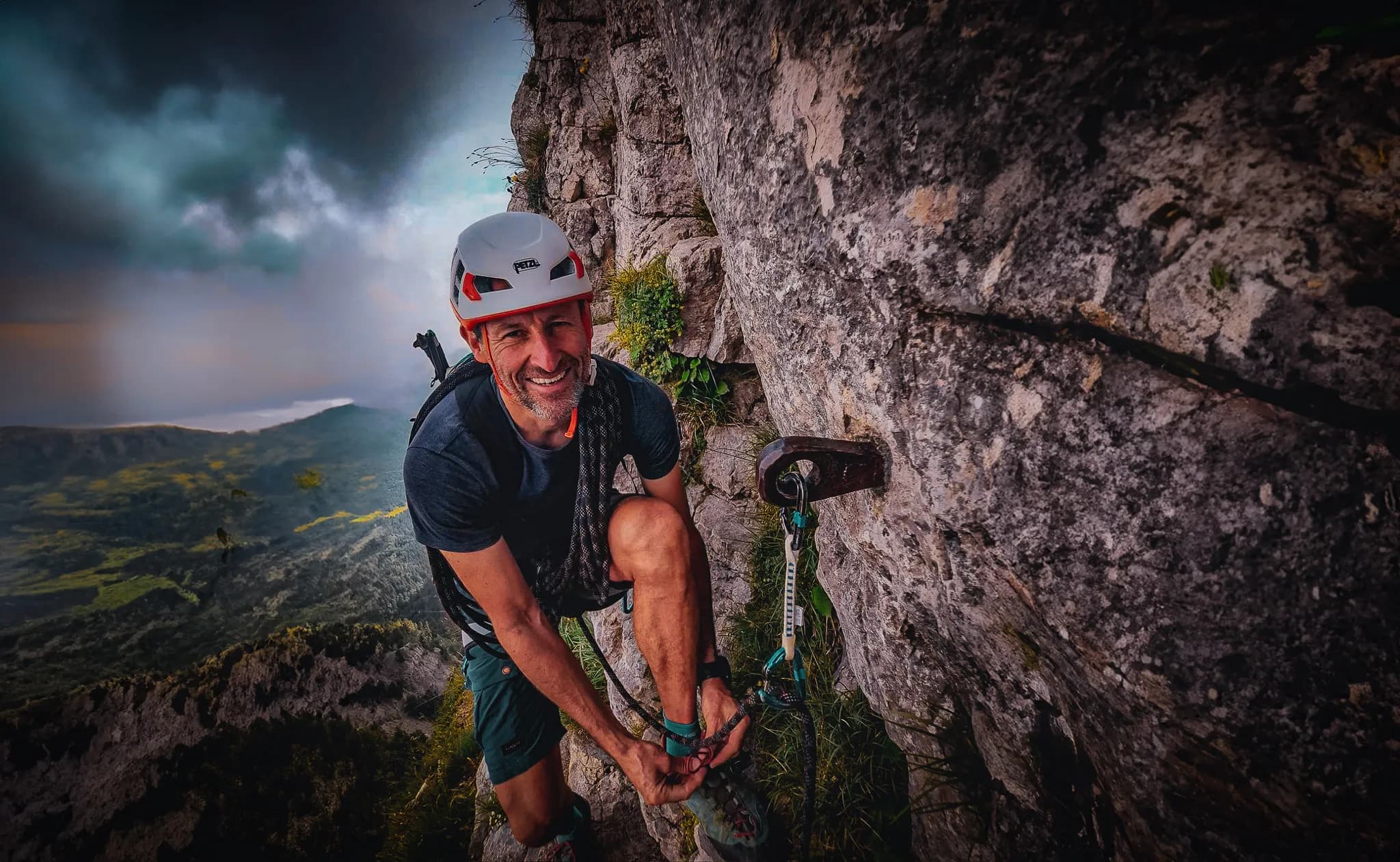 Climb Mont Aiguille with a smile on your face and the breathtaking panorama of the Vercors in the background.