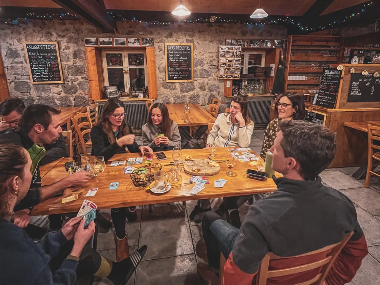 A group on snowshoes in a snowy landscape, ready for a winter mountain adventure.