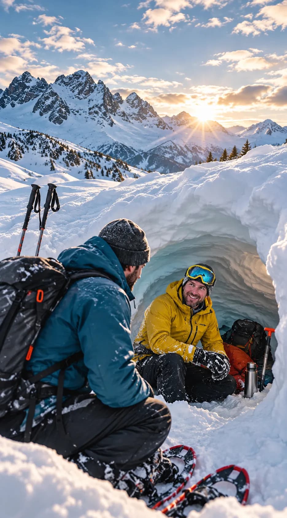 Vier nieuwjaar in een iglo: sneeuwschoentocht tegenover de Meije