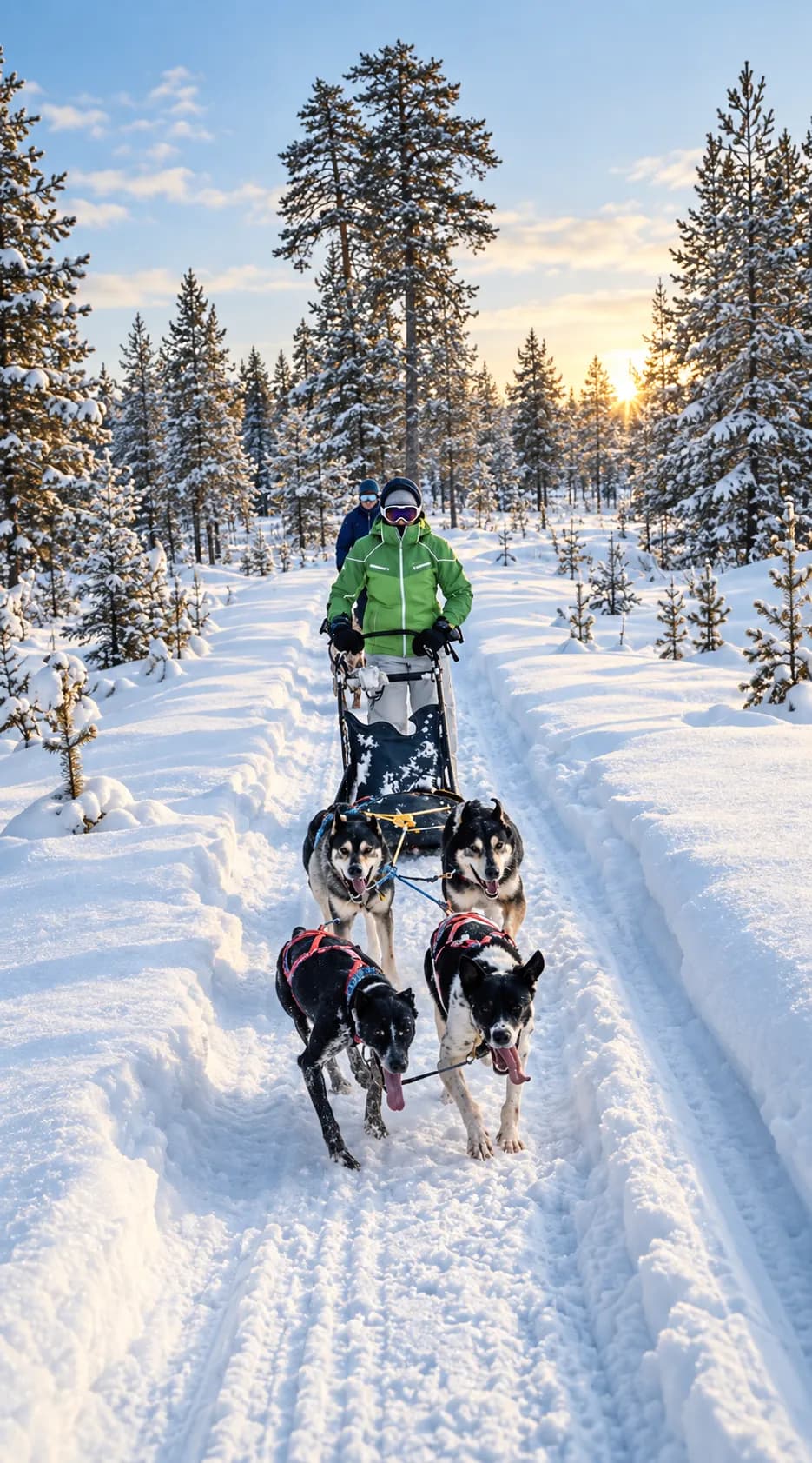 Chien de traineau, raquettes et aurores boréales en Laponie Suédoise